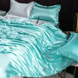 Mulberry Silk Bedding Set with Duvet Cover Bed Sheet Pillowcase Luxury Satin Bedsheet Solid Color King Queen Full Twin Size