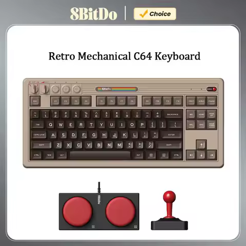 8BitDo Retro Mechanical Keyboard C64 Edition，Bluetooth/2.4G/Wired，Hot Swappable Gaming Keyboard for PC Windows 10 ,Android