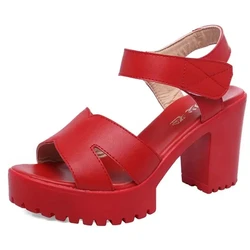 Small Size 32-43 Summer Block High Heels Wedding Shoes Bride Platform Sandals 2026 Women's Thick Bottom Sandals for Office Model