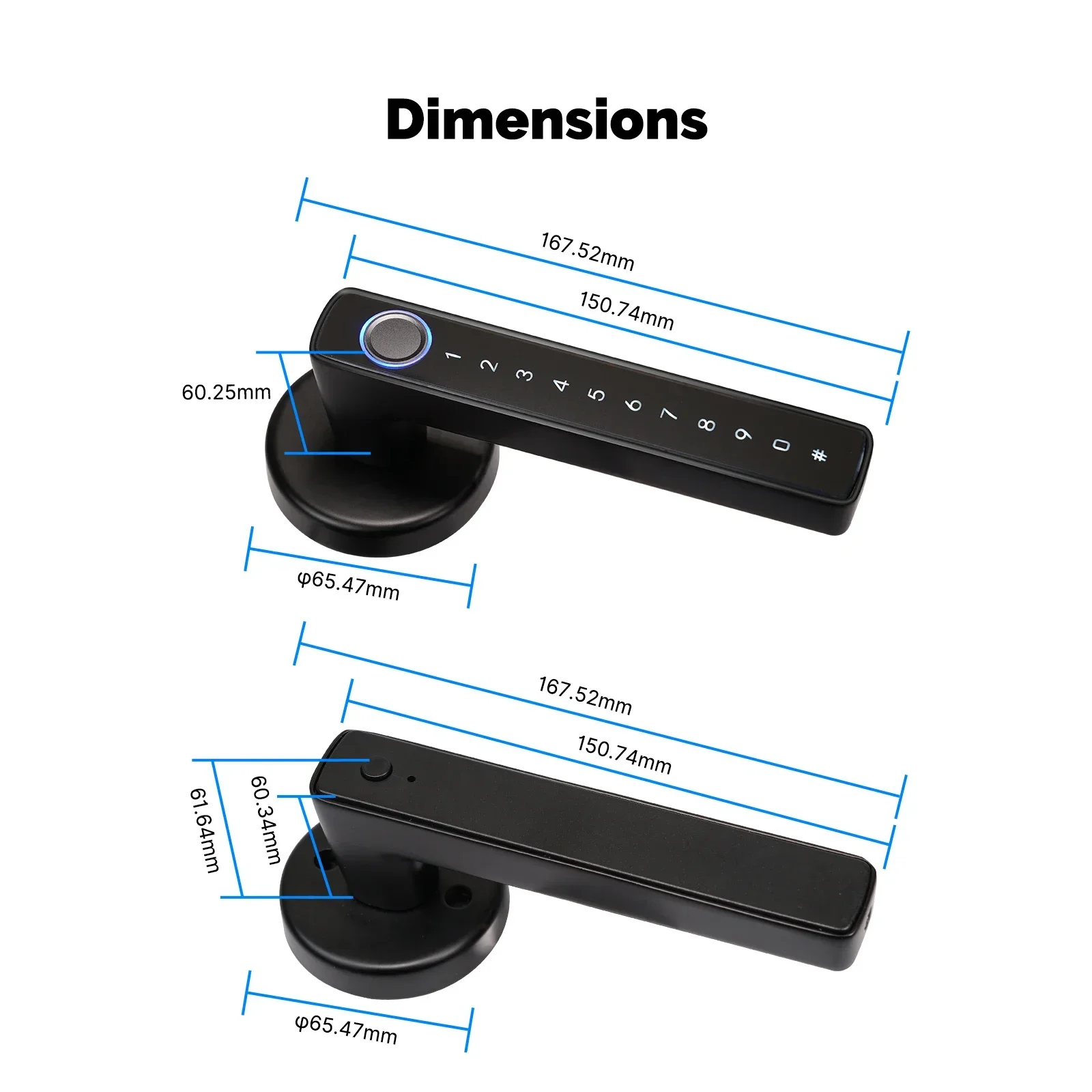 MOES Tuya Bluetooth Smart Fingerprint Door Handle Lock Electronic Password APP Remote Unlock Hotel Apartment Office Rental House