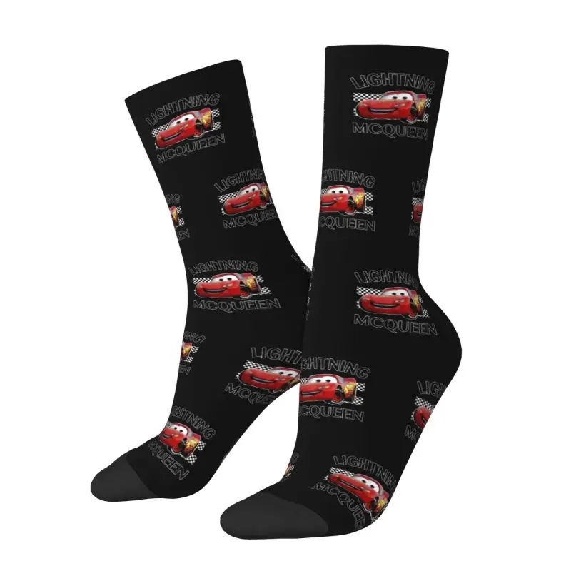 Novelty Men's Lightning McQueen Dress Socks Unisex Warm Breathbale 3D Printing Cartoon Cars Crew Socks