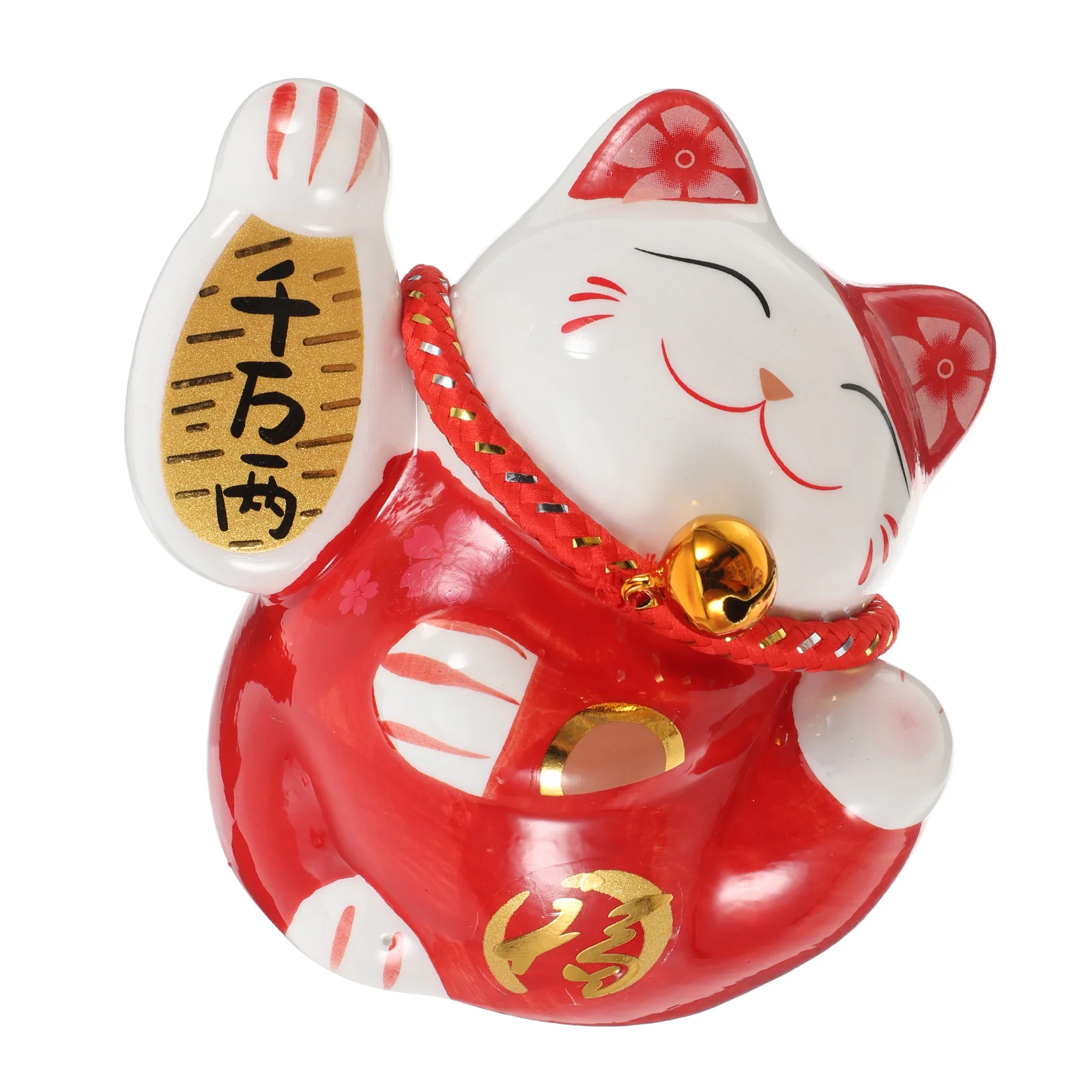 Lucky Cat Piggy Bank Ornaments for Kids Ceramic Money Gift Red Beckoning Maneki Neko Decorations