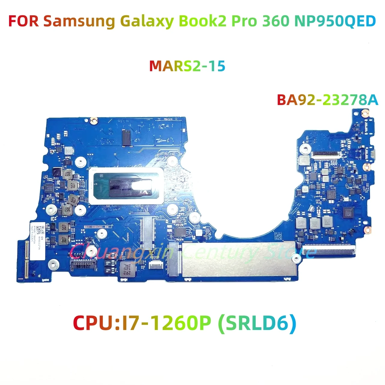 

MARS2-15 is suitable for Samsung NP950QED laptop motherboard BA92-23278A CPU: I7-1260P RAM: 16G 100% tested and shipped