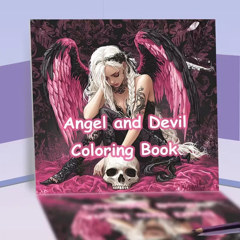 

Angel and Devil Adult Coloring Book 24 Pages Good Vs Evil Mythical Scenes Relaxing Art Therapy Mindfulness Gift