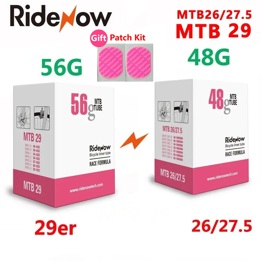 Ultralight Camera RideNow TPU MTB 29 Bike Inner Tube 29x1.9 1.95 2.0 2.1 2.2 2.3 2.4 2.5 Inch Mountain Bicycle Tire 26 27.5 29er