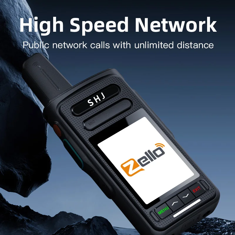 Zello POC無線機 2.4インチ Android 8.1 スマートウォーキートーキー、4G SIM/WiFi対応、100マイルの長距離通信、Bluetoothハンドヘルド無線機