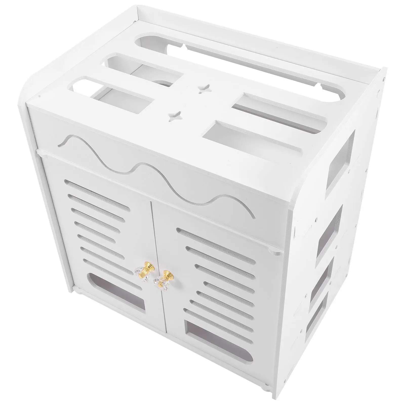 

Plastic 4-Layer Router Storage Box Double Door Hollow Storage Container Cable Organizer Heat Resistant Cable Box for Home