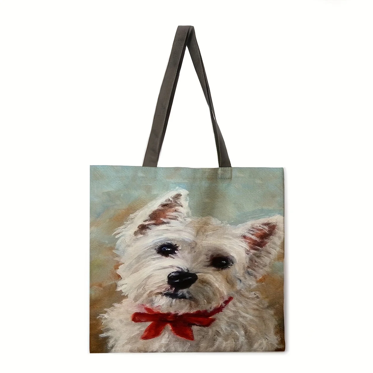 

Oil painting dog linen bag handbag light shoulder bag large capacity eco-friendly shopping bag tote bag