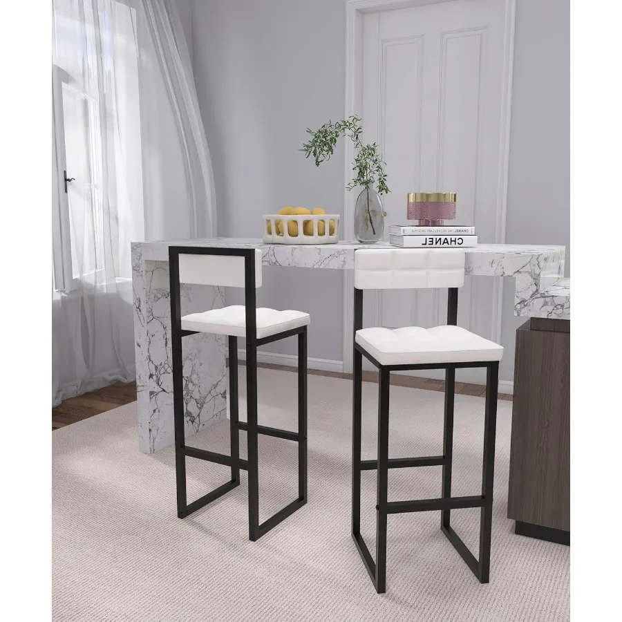 

Набор барных стульев из 2 барных стульев диаметром 27 дюймов со спинкой и подставкой для ног, обитые сиденья из искусственной кожи, простая сборка, барные стулья f