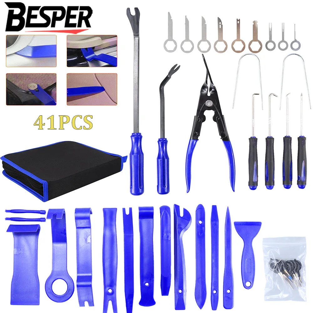 Car Trim Removal Tool 41/11/5Pcs Trim Puller Tool Kit Pry Tools Set for Trim Clip Pliers Fastener Plastic Rivets Removal Kit