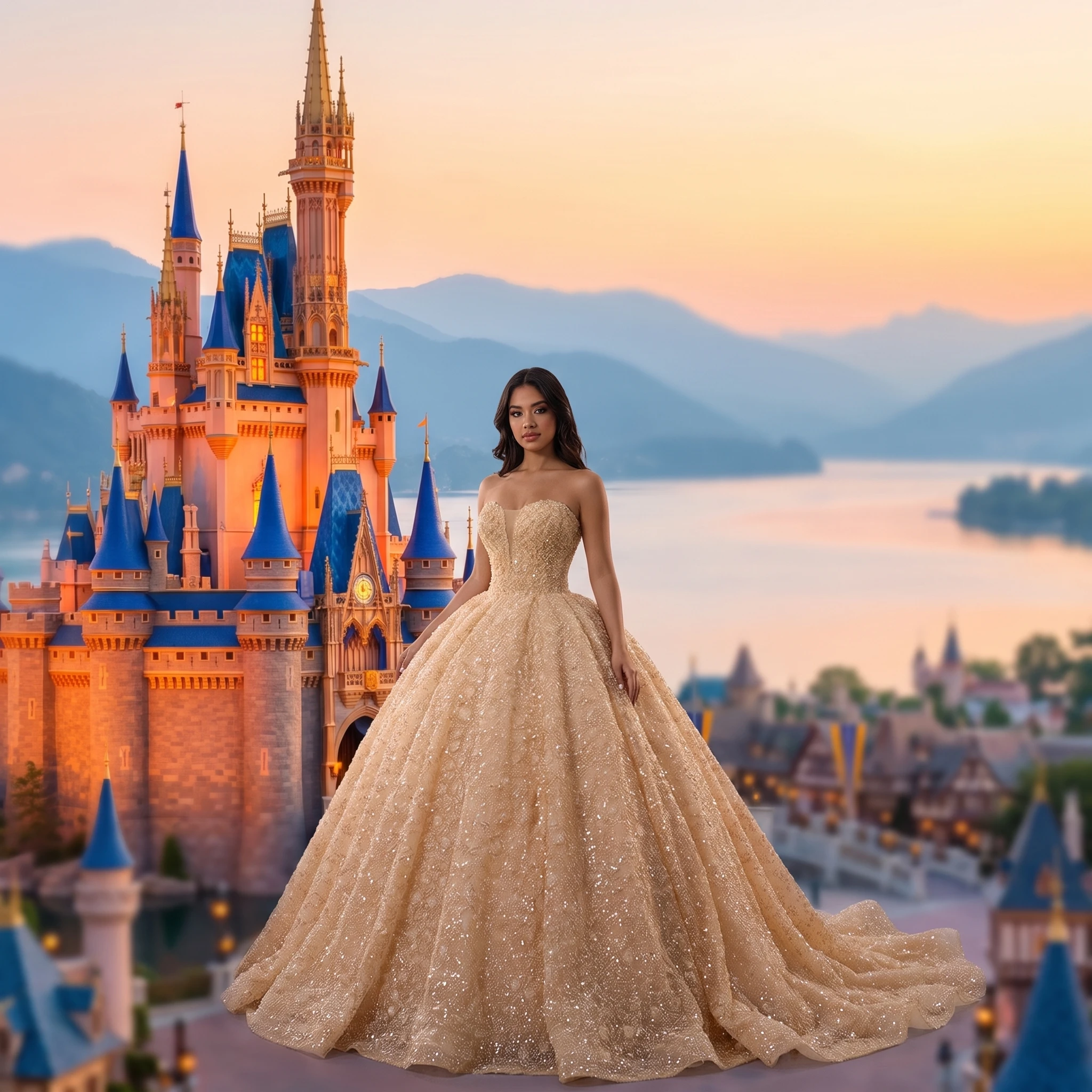 Popular Design Modern Long Evening Bridesmaid Dress Customized Strapless Lace Up Ball Gown Sequins vestidos de 15 quinceañeras