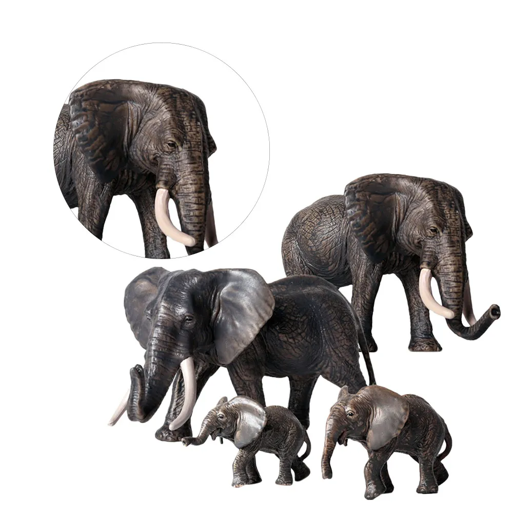 

1Set Elephant Simulation Animal Decoration Premium PVC Material Lifelike African Family Figures Home Office Kids Educational