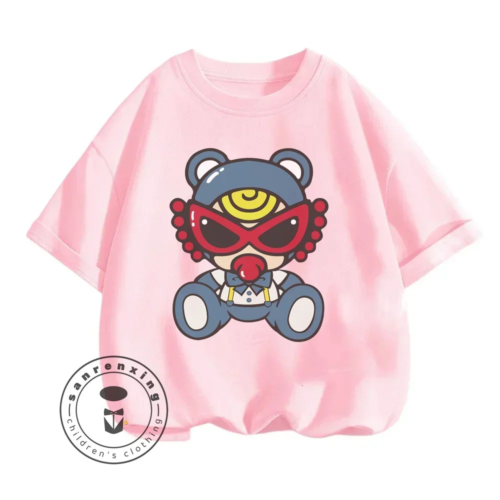 

Летние детские модные гистерские мини-рубашки с принтом персонажей мультфильмов и круглым вырезом, приятные крутые и повседневные рубашки с короткими рукавами