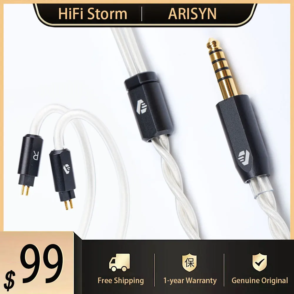 

New ARISYN LIU SHUI Earphone Upgrade Cable High Purity Copper-Plated Silver Wired Headset 0.78 2pin 4.4mm Plug In Ear Headphone
