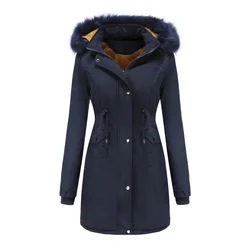 Winter Women Coat Long Sleeve Hooded Overcoat Loose Zipper Mid Length Outwear Jacket Streetwear