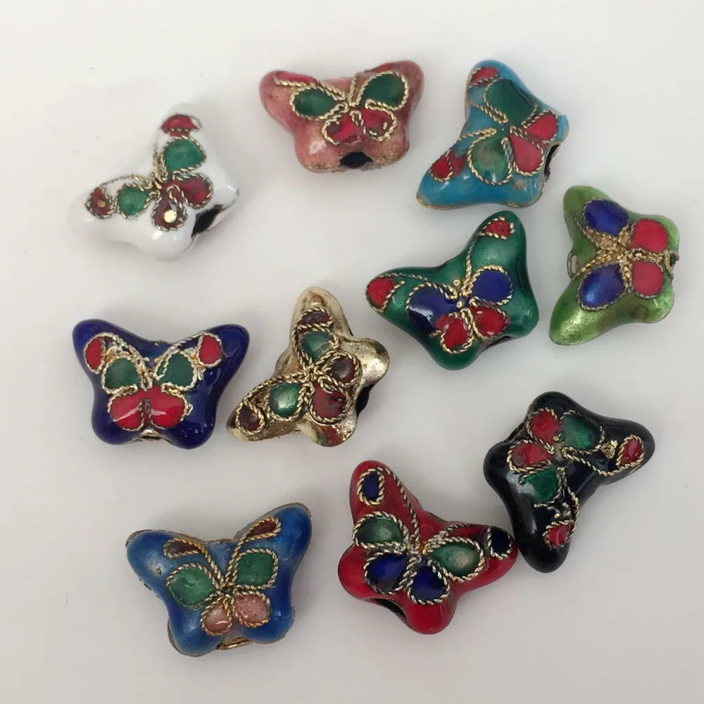 

10pcs Cute Cloisonne Filigree Small Butterfly Beads for Jewelry Making DIY Enamel Accessories Fancy Animal Jewellery parts