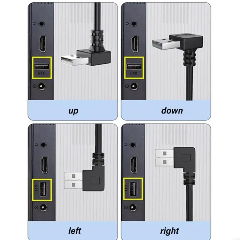 USB 2.0 Cable Male to Female Connection Extension Cord 90 Degree Angled Cord for Laptops Keyboards and USB Drives