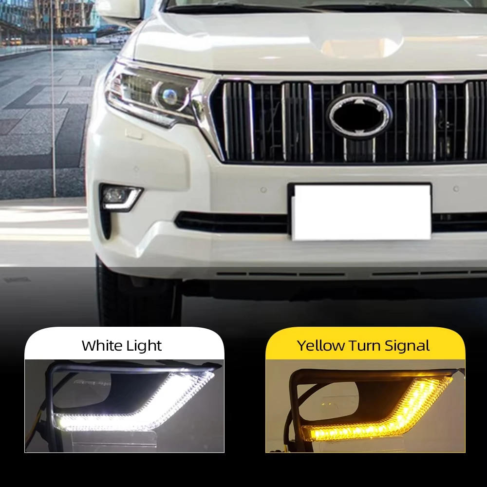 

For Toyota Land Cruiser Prado FJ150 LC150 2018 2019 2020 2021 Flowing Turn Signal Function CarDRL Lamp LED Daytime Running Light