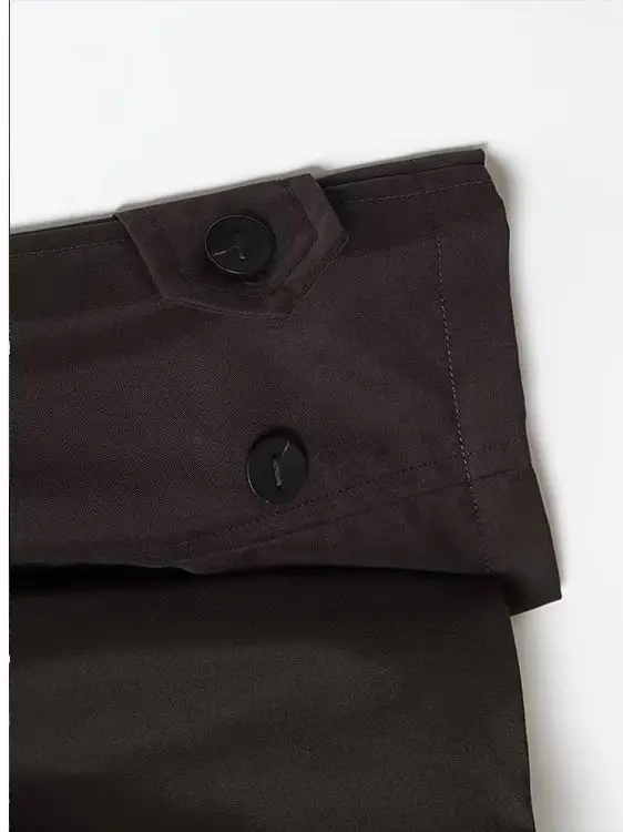 

HH Woman Autumn Loose Long Sleeves Zipper Pocket Turn-down Collar Fur Collar Decoration Coat Female Leisure Button Solid Coat