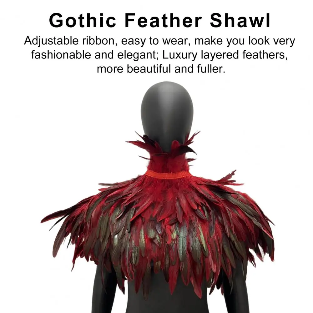 

Fake Collar Feather Shawl Soft Feather Shrug Shawl for Cosplay Stage Performance Adjustable Collar Cape for Dancer Costume Party