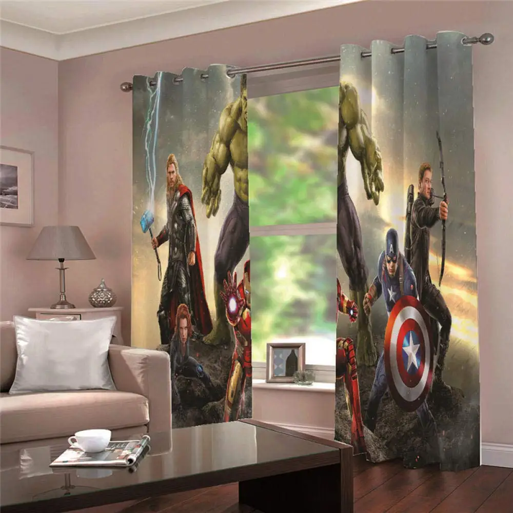 Marvel, The Avengers 100% Polyester Printed Anime Curtains For Living Room Living Room Bedroom Blackout Curtains Home