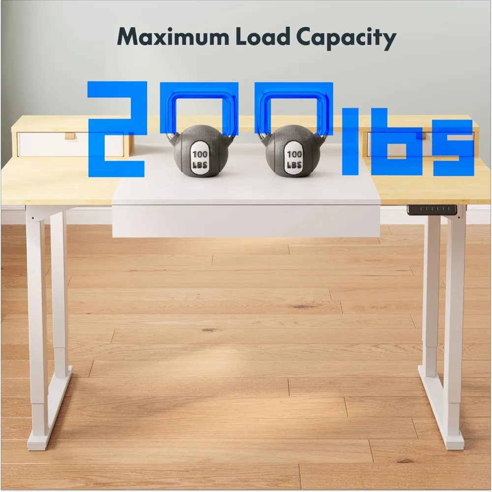 مكتب قائم كهربائي مع أدراج، مكتب كمبيوتر قابل للتعديل بارتفاع 63 × 32 بوصة، مكتب قائم للمكتب المنزلي مع 3 ارتفاعات مسبقًا