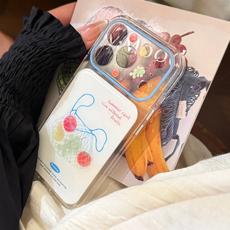 Fresh and simple shopping bag phone case for iphone 17 Pro Max 16pmTransparent and soft15Resin Craft Creativity