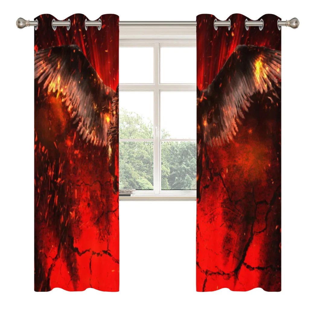 Fallen Angels Wings Window Curtains  for Living Room Bedrooms 2 pieces Aesthetic Room Decoration