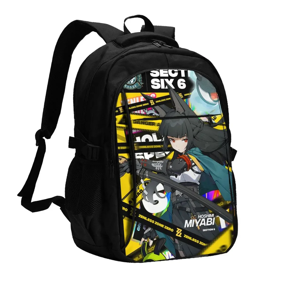 Sac à dos pour ordinateur portable de voyage Anime Zenless Zone Zero, sac à dos pour ordinateur portable d'affaires résistant à l'eau avec port de chargement USB, sac d'université