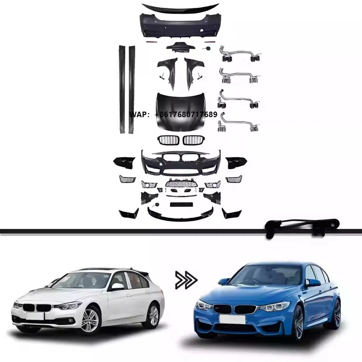 

Car Body Kit for 3 Series F30 F35 Full Body Kit Conversion M3 Front Rear Bumper Side Skirts Appearance Set for 2013 to 2019