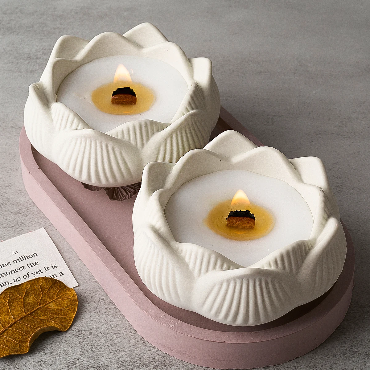 Lotus Shape Candle Holder Plaster Mold for Crafting