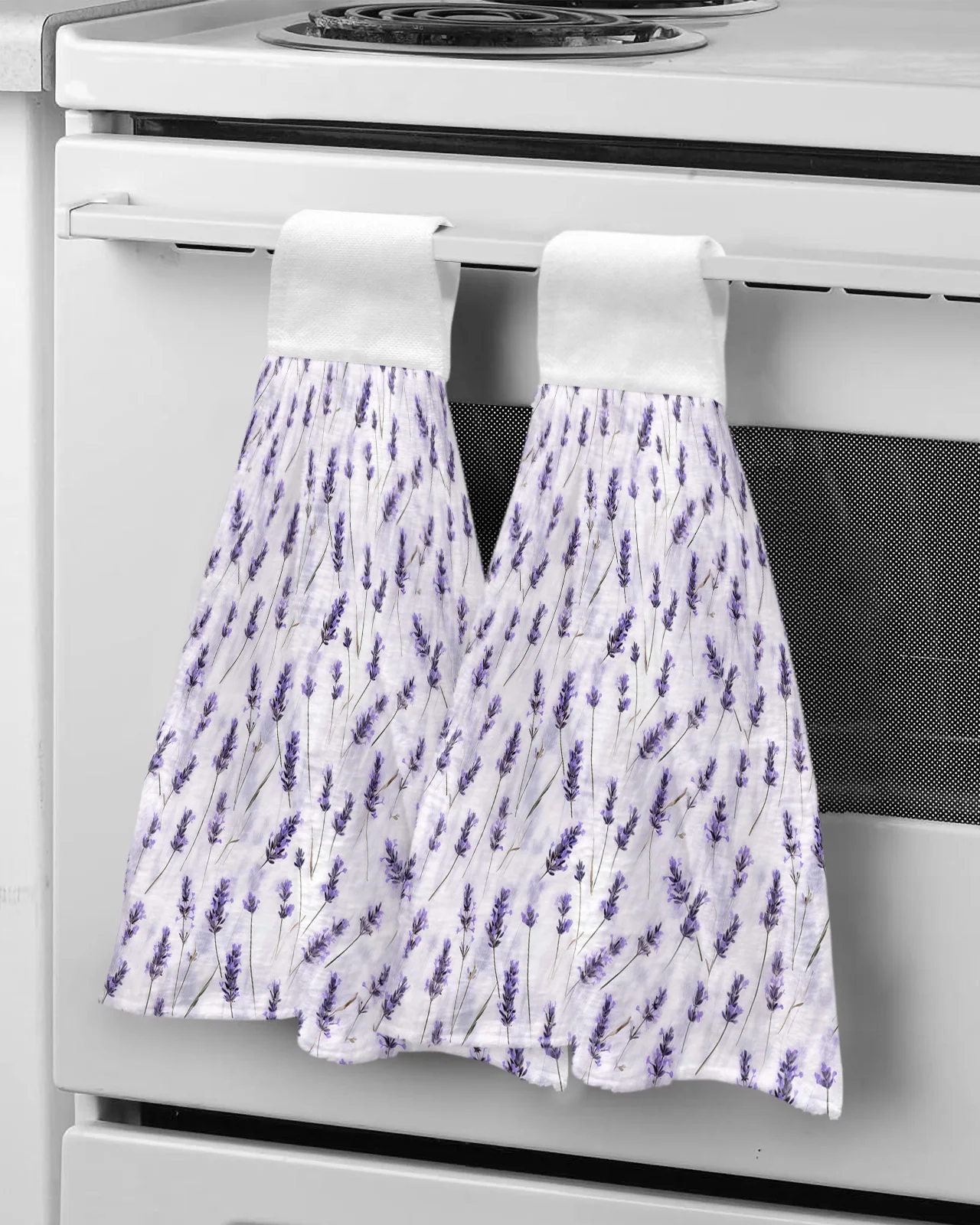 Lavender Flowers Watercolor Hand Towels Bathroom Hanging Cloth Microfiber Quick Dry Cleaning Cloth Kitchen Towel