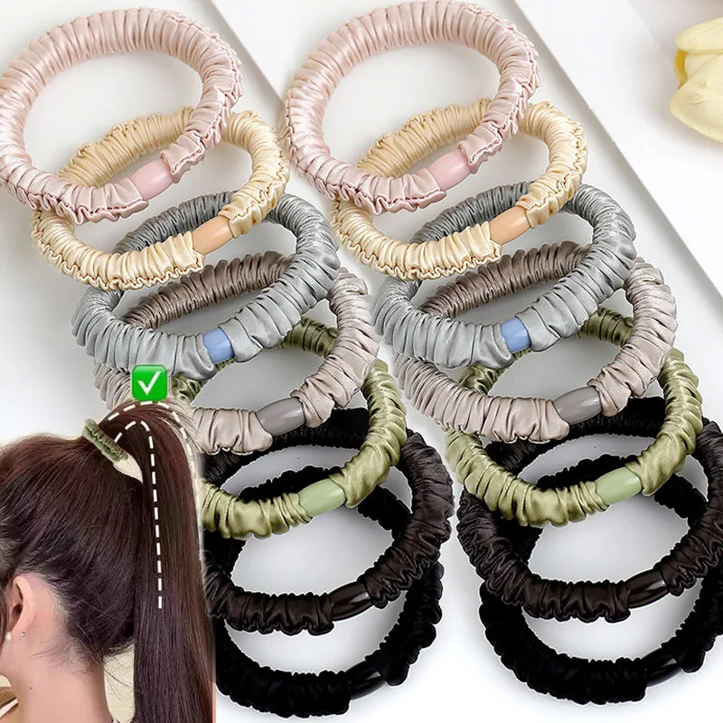 

New Pure Silk Elastic Hair Band Solid Color Scrunchie Set Hair Bow Rubber Ties Ropes Scrunchy Ponytail Holders for Women Girls