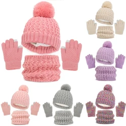 Conjunto de cachecol e luvas de lã infantil, terno quente infantil, gorro para meninos e meninas, cachecol para pescoço, boné de bebê, luxo, inverno