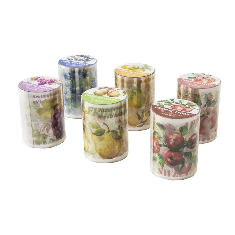 1Roll 2M PET Fruit Tape Flower Collection Collage material for handbook Tapes Supplies Grapes Adhesives Scrapbook cut 55mm*2m