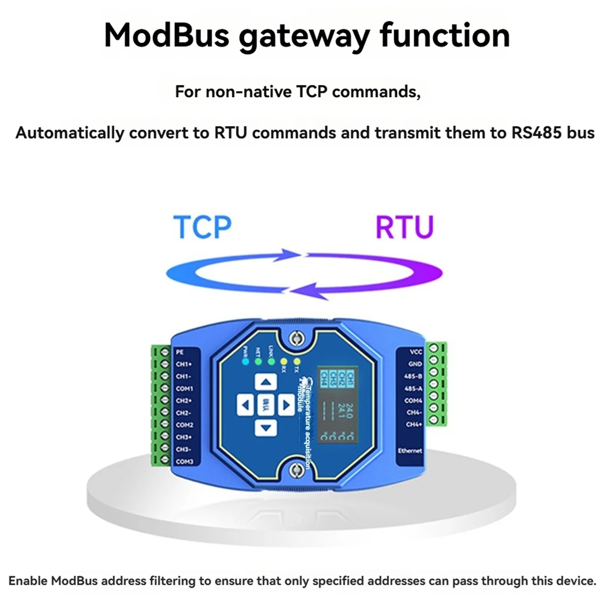Multi-Channel Analog and Digital Acquisition Control COJXU ME31-AAAX4220 4DI+2AI+2DO RJ45 RS485 Modbus IP to RTU B