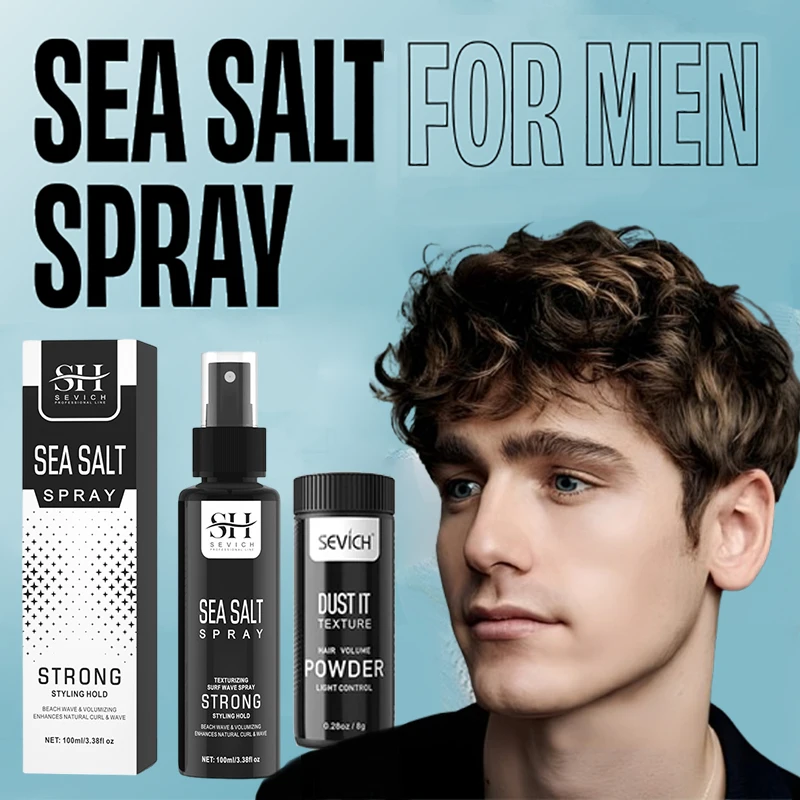 Sevich Sea Salt Spray For Men Beach Waves Spray Powder Set Hair Texturizer 100ml Heatless Volume Hair Volumizing Sea Salt Spray