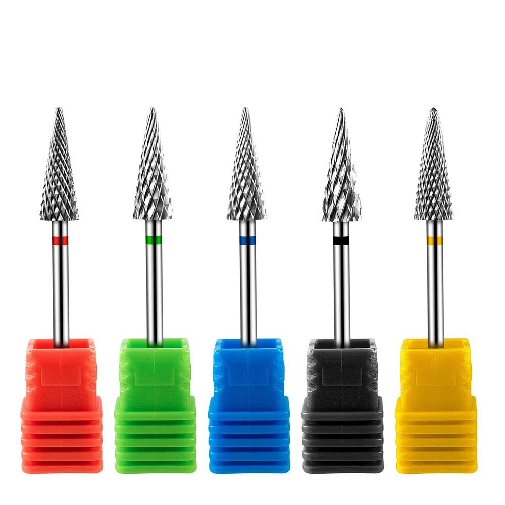 1/5pc Carbide Tungsten Nail Drill Bit Rotate Burr Milling Nail Cutter Bits Electric Drill Machine For Manicure Pedicure Tools ﻿
