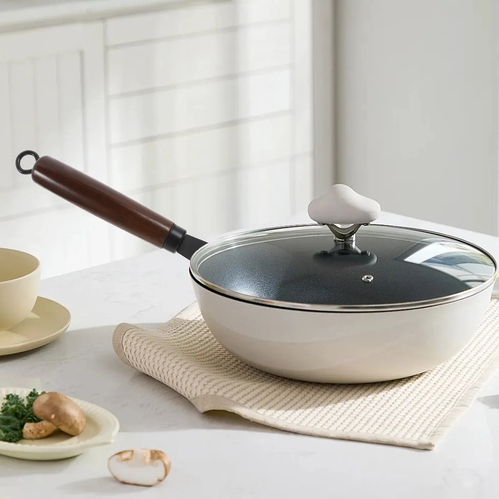 

Detachable Wok Handle Solid Wood Replacement Anti-Scald For 3-Hole Installation Universal Cookware Grip Kitchen Utensil