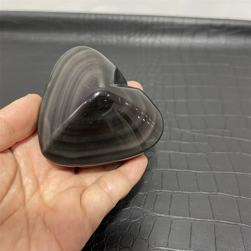 7.9cm Natural Rainbow obsidian heart healing crystal gemstone