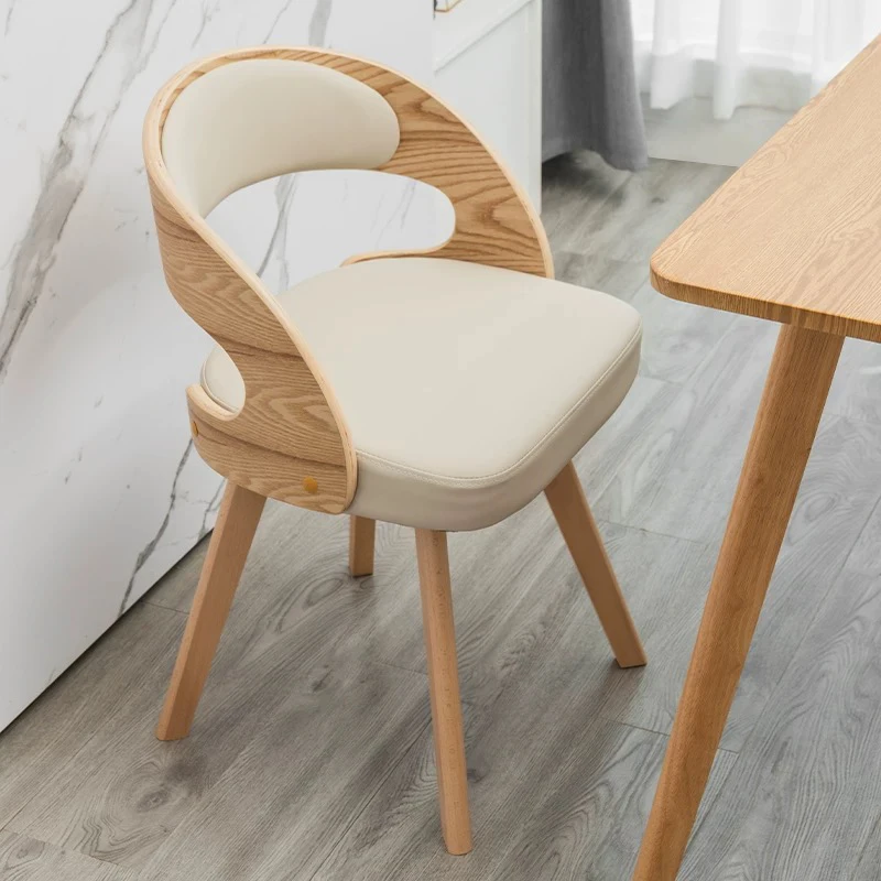 

Nordic Furniture,Solid Wood Backrest Chair,Rotating Living Room Chair,Leather Dining Chairs,Creative Dressing Stool,Leisure Seat
