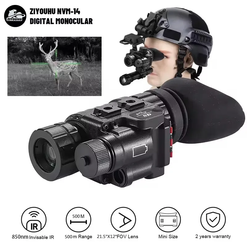 ZIYOUHU NVM-14 Digital HD Night Vision Monocular 1X 8X Zoom Head Mounted with WiFi Gyros IR Large Visual for Hunting And Photogr