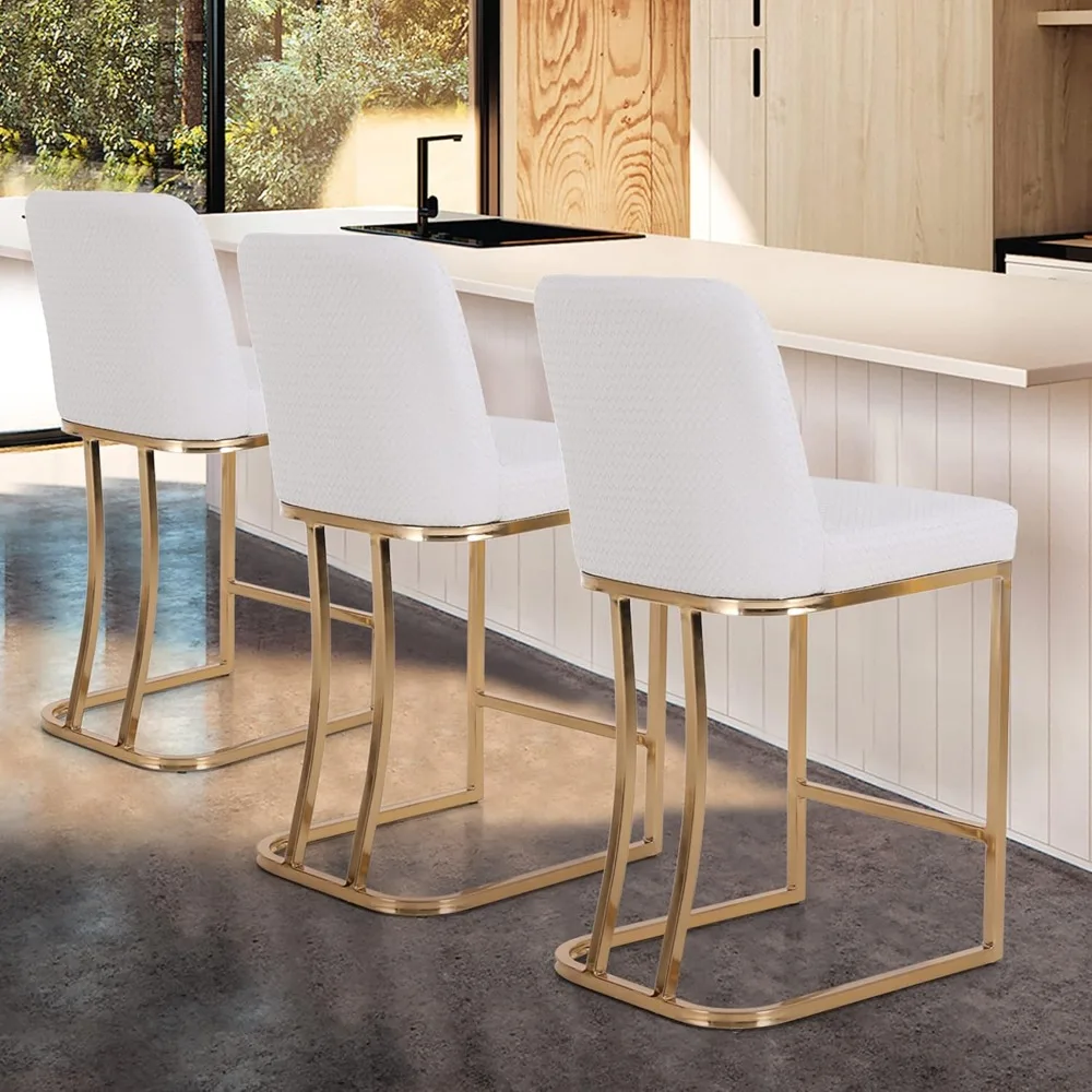 

24” Bar Stool Retro Design of Bar Stool Modern PU Leather Bar Chair Counter Height Chair with Backrest Coffee Shop Kitchen Dini