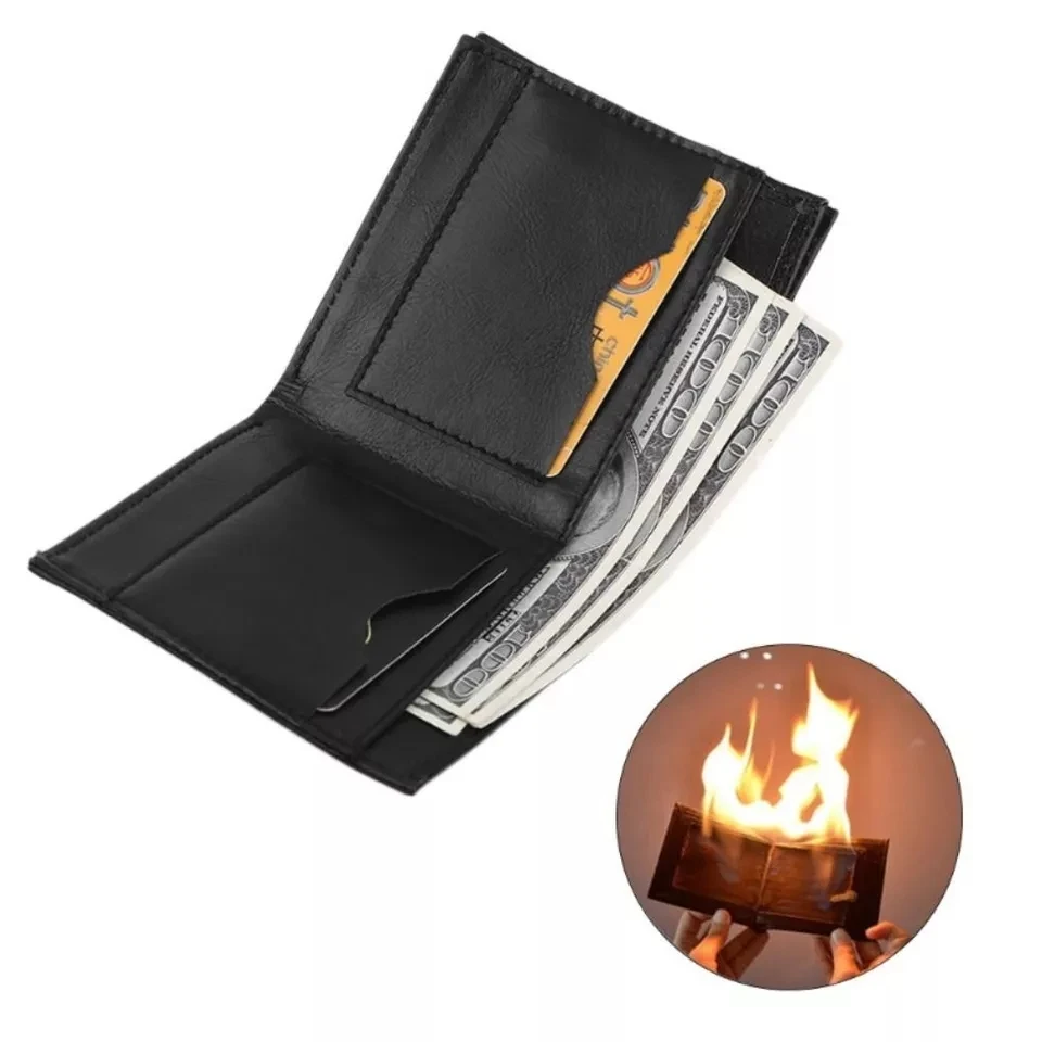 Magic Flaming Fire Wallet Flame Magician Trick Wallet Stage Show Prop Tools Funny Creative Multi Slots Ultra Thin Magic Wallet