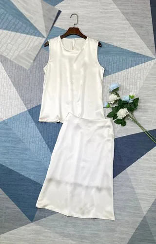 

2024 Women's Clothing Summer Fashion Sleeveless Vest Skirt Set Spring Summer New No.62