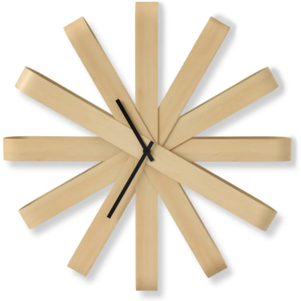 Ribbonwood Large Modern Wall Clock, Battery Operated, Silent, Non Ticking, Unique, 20