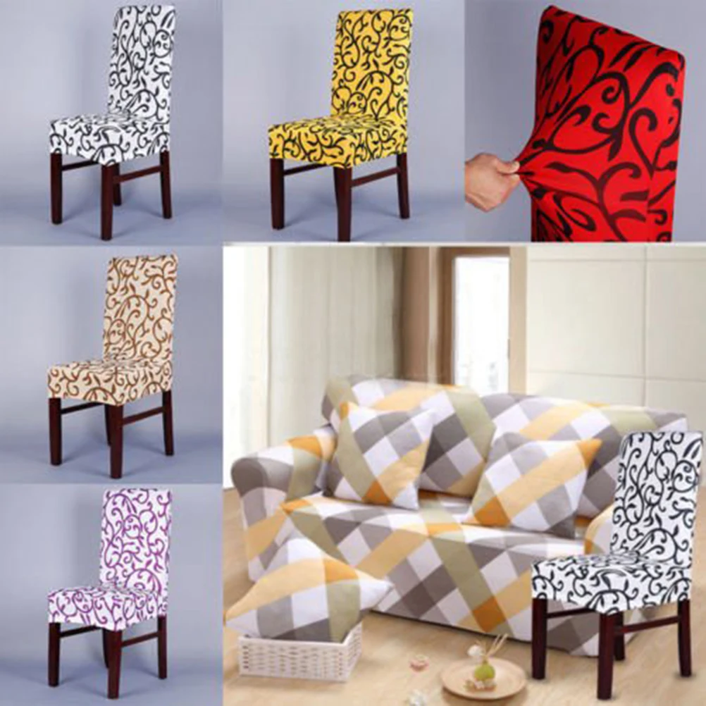 

1pcs Stretchable Chair Slipcovers Wrinkle Resistant Removable Seat Cover Dining Office Hotel Protector Elastic Hem