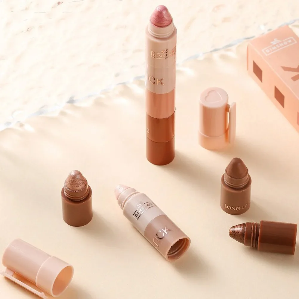 5-in-1 Mini-Lidschattenstift-Set, Samt, matt, schimmernd, Textmarker, Make-up, wasserfest, langlebig, rosa, braun, Lidschattenstift, Kosmetik