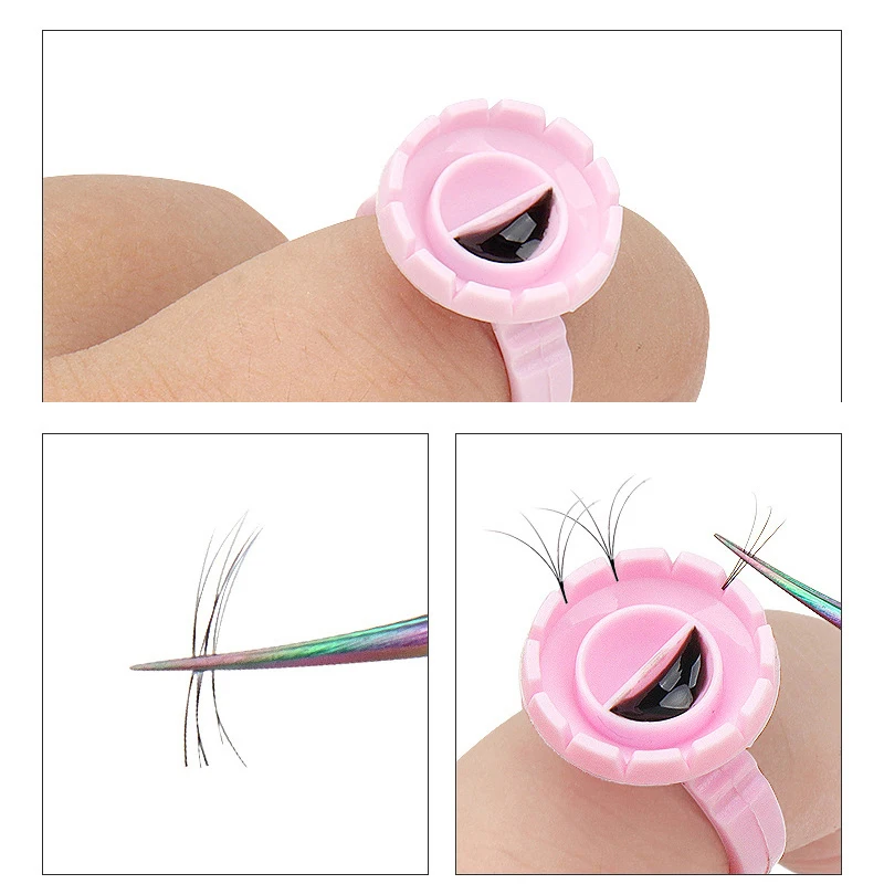 50/100 Pz All'ingrosso Usa E Getta Colla Per Ciglia Ventilatore Tazza Anelli Titolare Contenitore Pigmento Del Tatuaggio Strumenti di Estensione Delle Ciglia Lash Forniture
