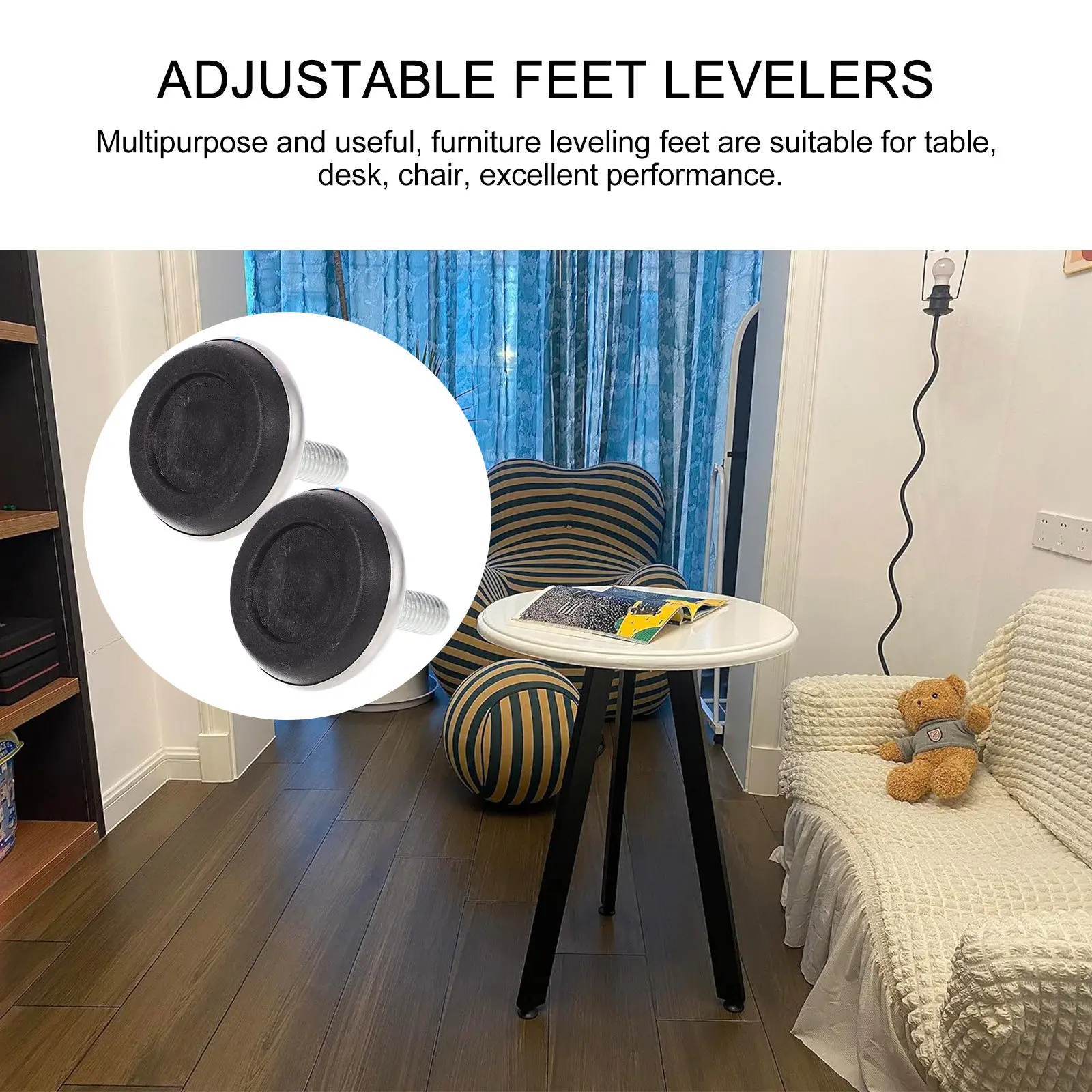 10Pcs Adjustable Furniture Leveling Feet Screw on Furniture Levelers for Table Chair Desk Metal Anti-Skid Vibration Noise